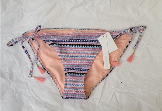 NWT Ninety Five Ocean M Front Side-Ties Cheeky Stripe Bikini Swim Bottoms #93403