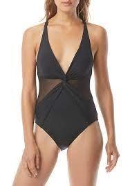 NWT MICHAEL KORS 10 V-NECK ONE PIECE SWIMSUIT URBAN GYPSY Black 93425