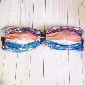 NWT Carmen Marc Valvo Pass Fruit Halter M Bandeau Bikini Swim Top #93447