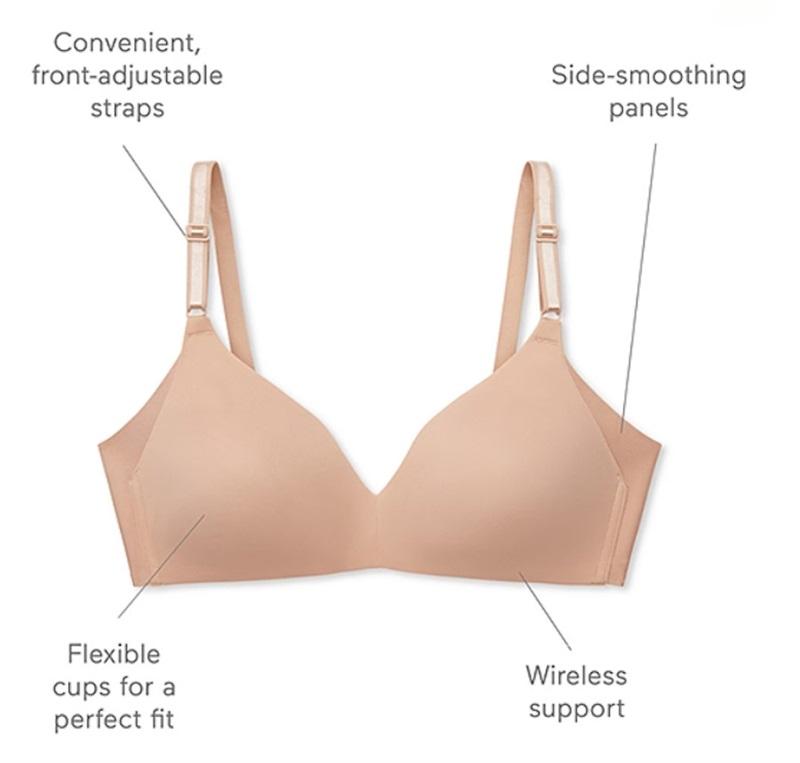 NWOT Warner's 34C No Side Effects Wire-Free Bra 1056 Beige #93452