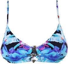 NWOT Bar iii Floral Watercolor Halter Hardware Bikini Swim Top #93466