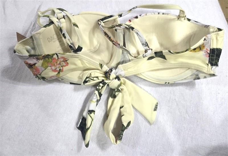 NWT Rachel Roy Summer Floral M Yellow Halter Bikini Swim Top #93515