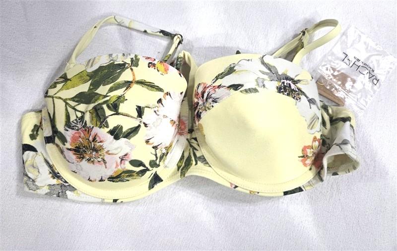 NWT Rachel Roy Summer Floral M Yellow Halter Bikini Swim Top #93515