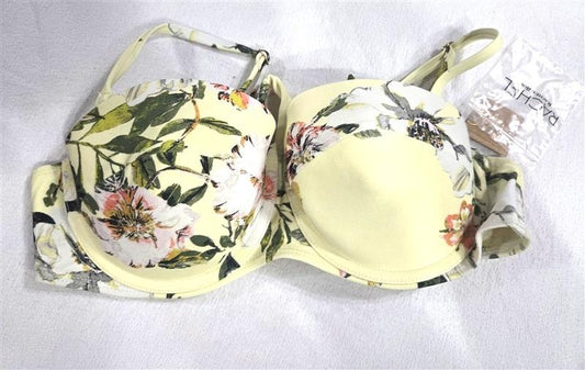 NWT Rachel Roy Summer Floral M Yellow Halter Bikini Swim Top #93515