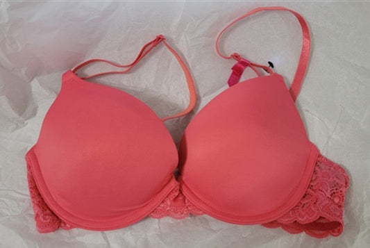 NWt Maidenform 34C One Fab Underwire Demi Push Up Bra Coral 0972x #93531