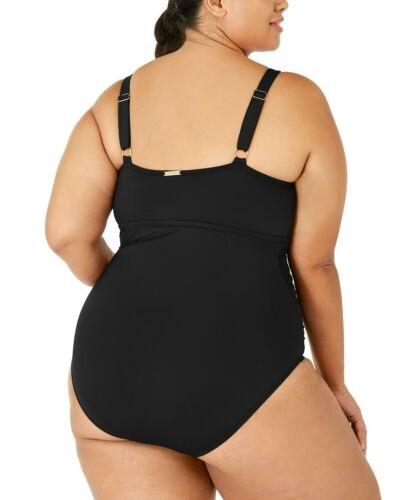 NWT Ralph Lauren 18W High Neck Tummy Control 1PC Swimsuit Black 93540