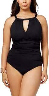 NWT Ralph Lauren 18W High Neck Tummy Control 1PC Swimsuit Black 93540