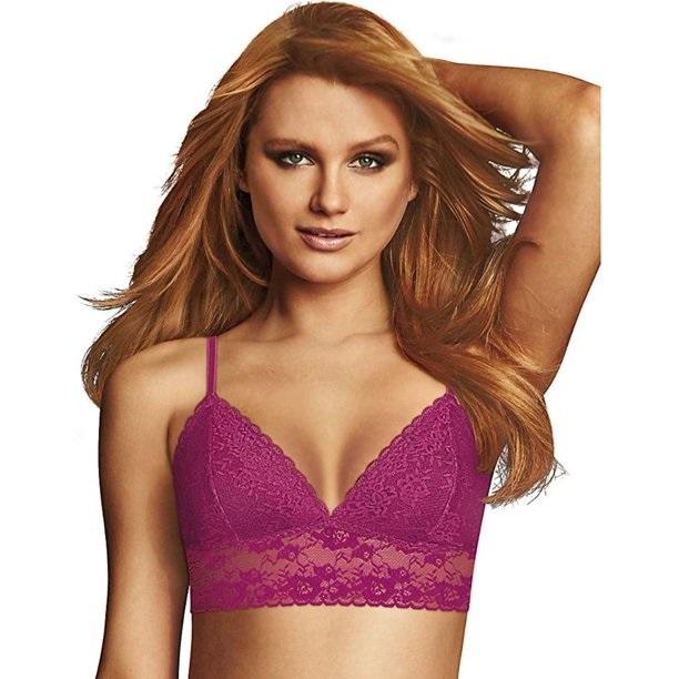 NWPT Maidenform XL Longline Lace Bralette Bra DM1127 Fuchsia 93619