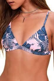 NWT Minkpink Hibiscus Island Floral M Triangle Bikini Swim Top #93650