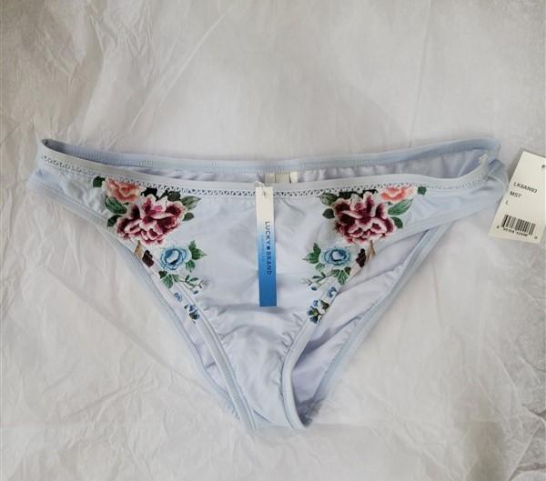 NWT Lucky Brand Zen Garden Teal Floral L Cheeky Bikini Swim Bottoms #93679