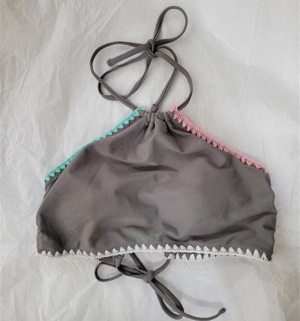 NWOT True Craft Stitches Get Stitches High Neck Bikini Swim Top 93690