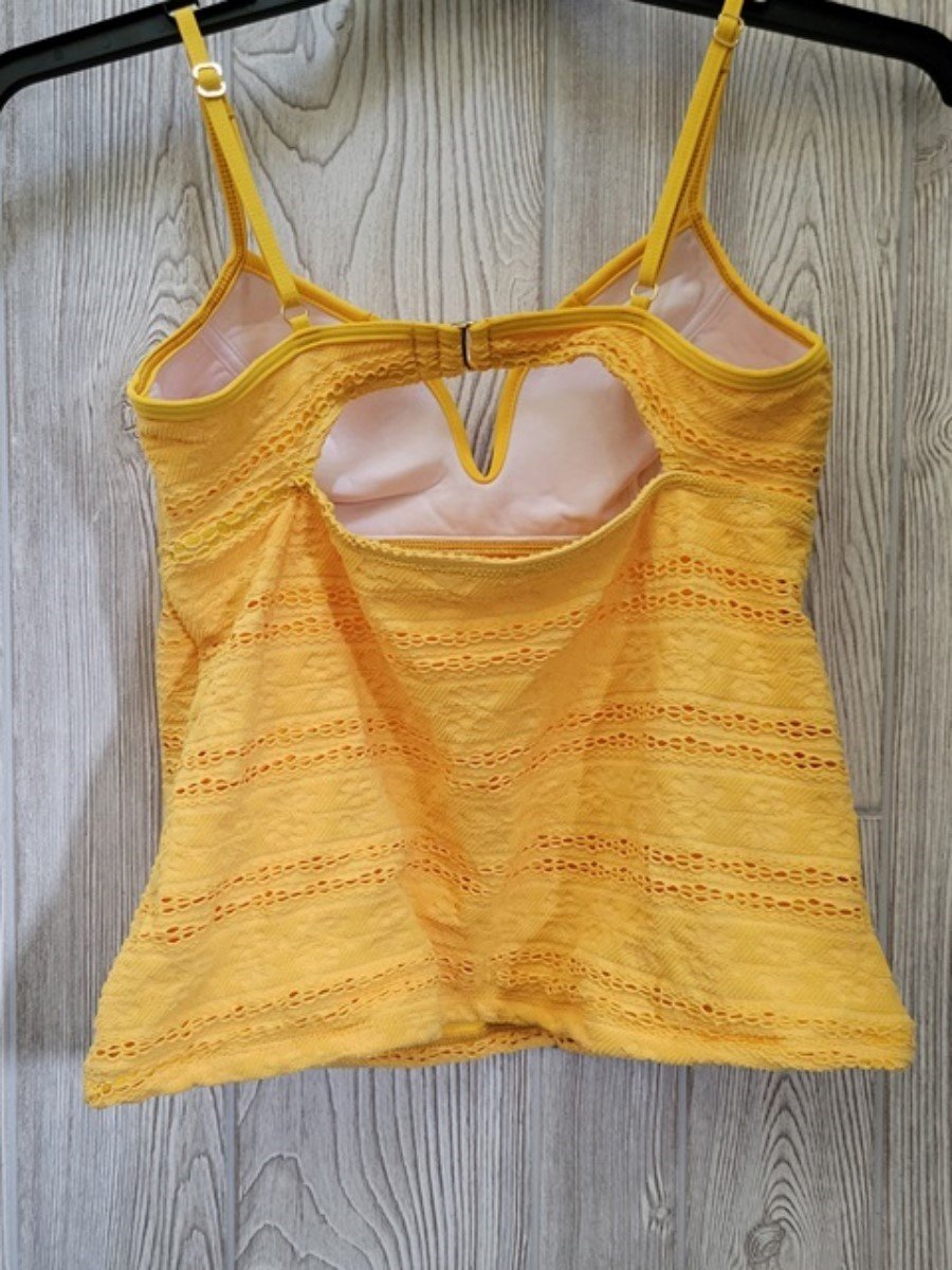 NWOTD Antonio Melani M Tankini Top & Bottom Yellow Crochet 93720