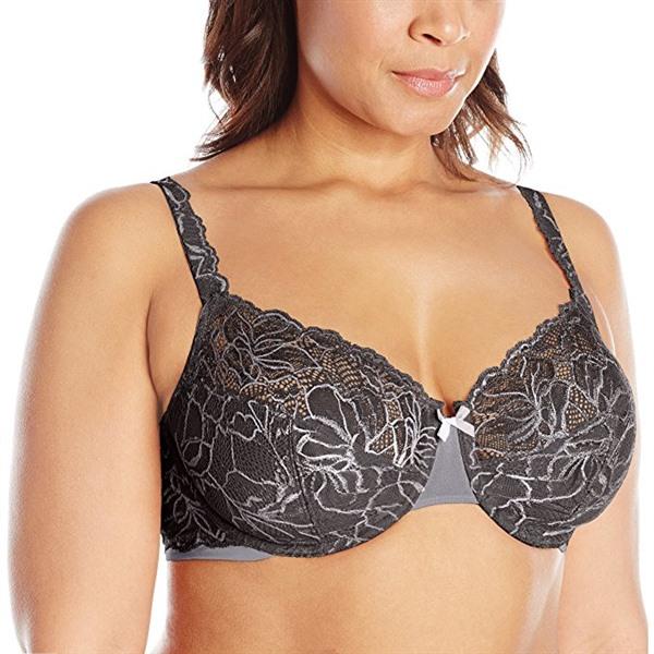 NWOT Bali 34D Lace Desire No-Foam Underwire Bra 6543 Black #93757