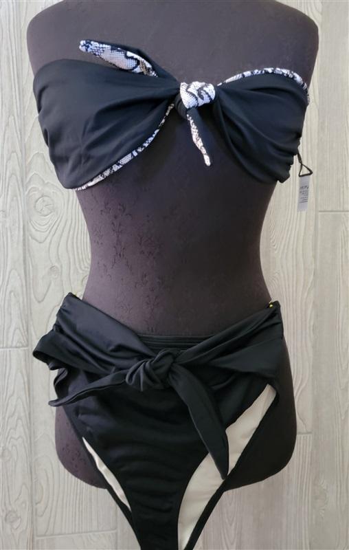 NWOT Barefoot Miss of California L Reversible Snake skin Tie Bikini 94021