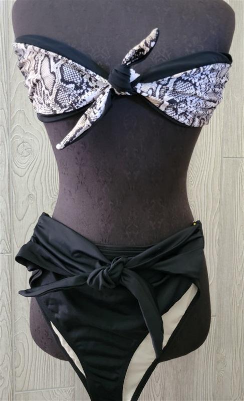 NWOT Barefoot Miss of California L Reversible Snake skin Tie Bikini 94021