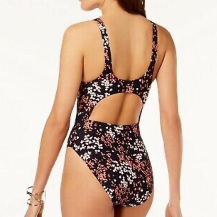 NWT MICHAEL KORS 6 Scattered Blooms Cutout One Piece Swimsuit Navy Floral #94031