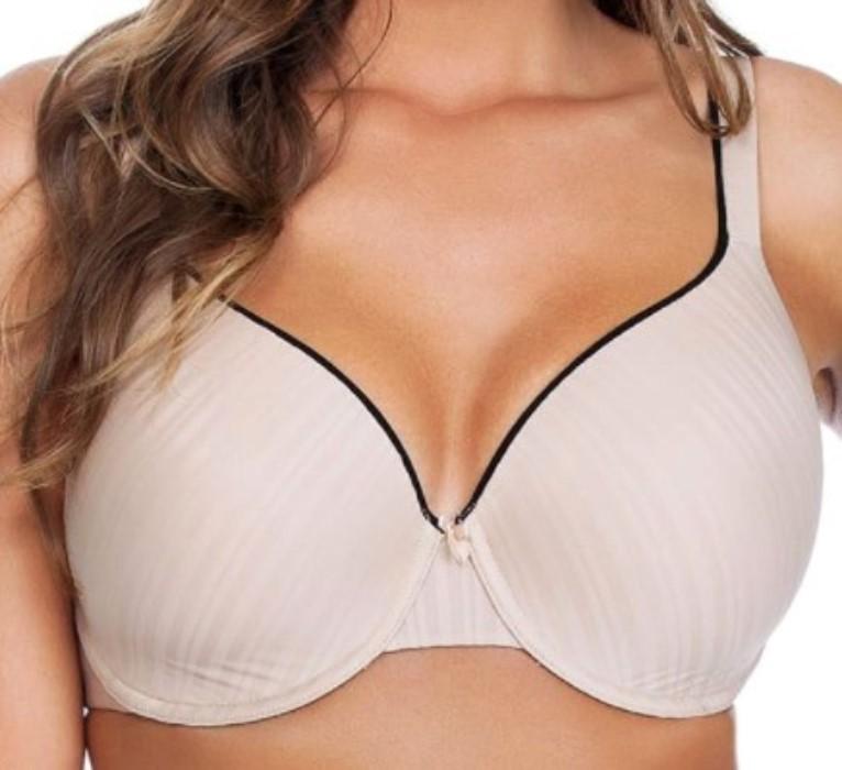 NWOt Parfait 30DDD USA Striped T-Shirt Bra Beige #94042