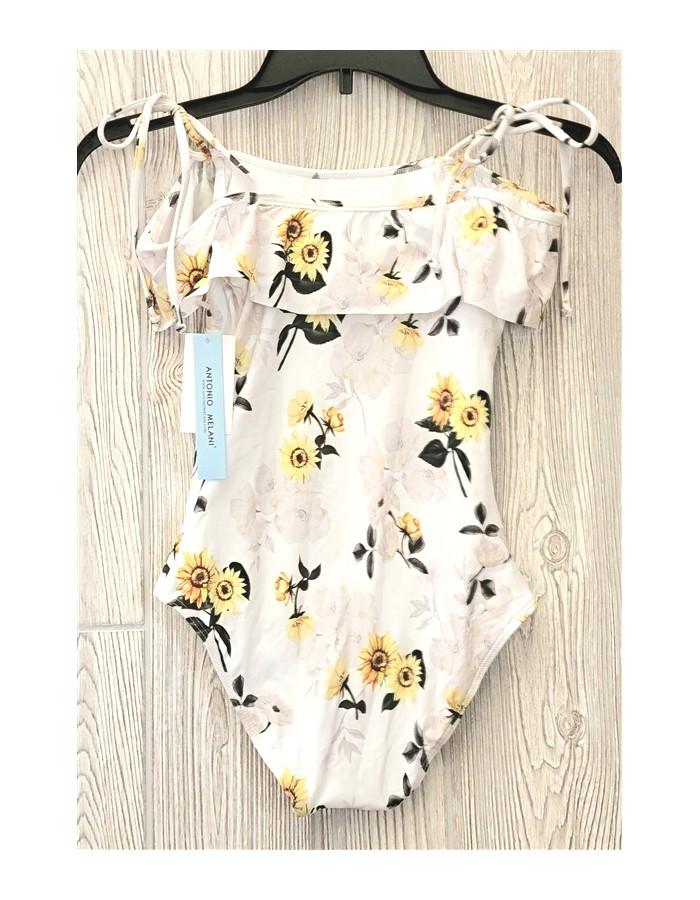 NEW Antonio Melani 10 Overjoyed Sunflower Ruffle Off the Shoulder Swimsuit 94218