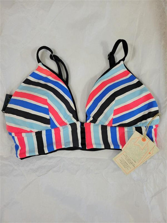 NWT Maaji By Nordstrom Deep-V Halter L Striped Bikini Swim Top #94326