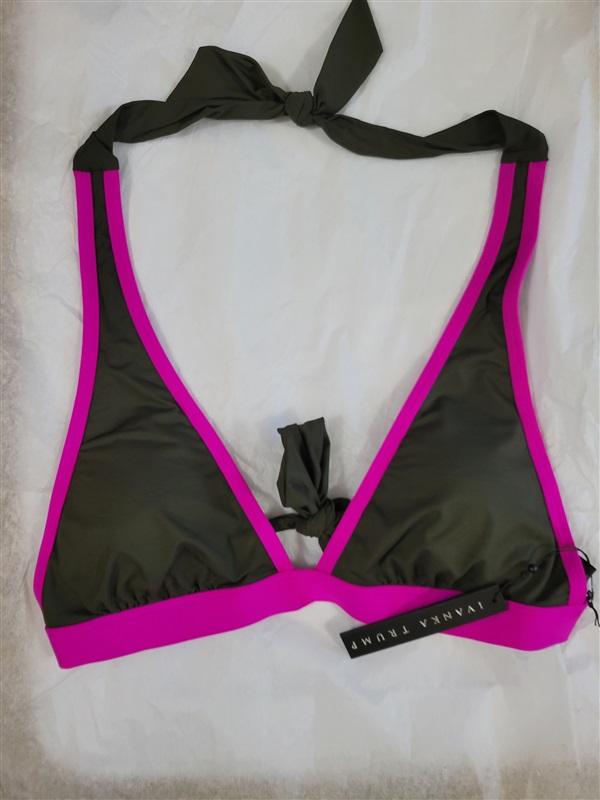 NWT Ivanka Trump Olives Of Plenty Green M Triangle Halter Bikini Swim Top #94327