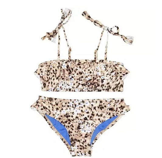 NWT Hobie 14 Girls Animal Flower Print Bandeau Bikini Set 94346
