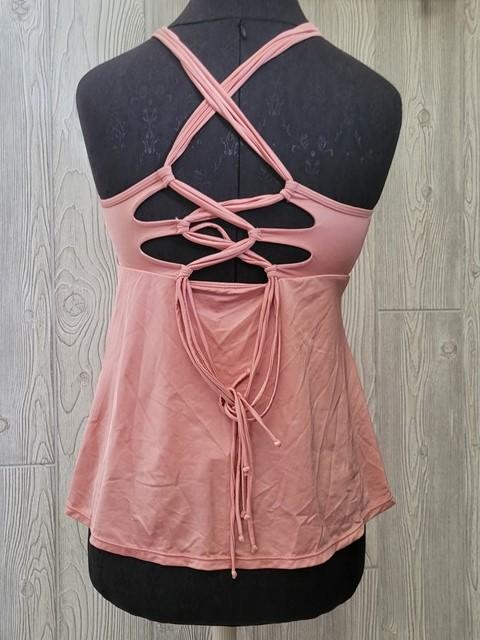 NWOT Barefoot Miss of California M Pink Macramé Pearl Tankini Swimsuit 94348
