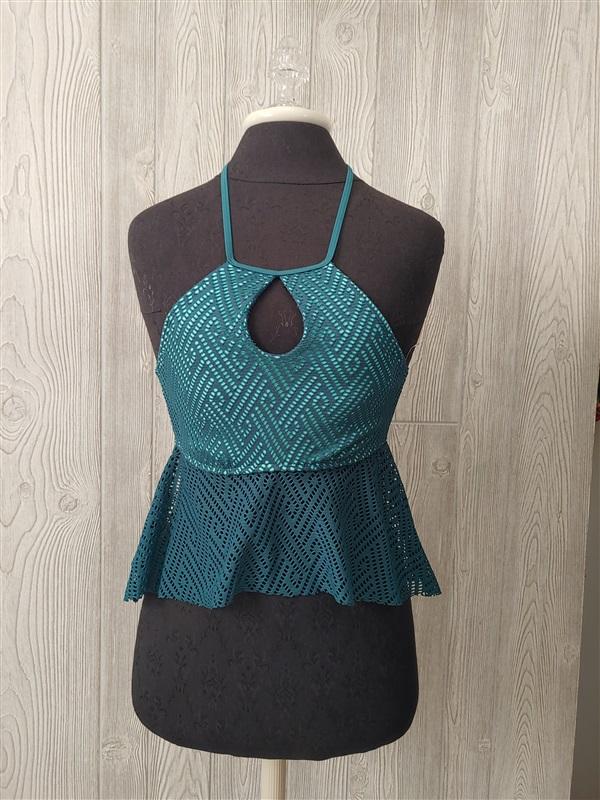 NWT True Craft Keyhole Lace M Open-back Tankini Swim Top #94379