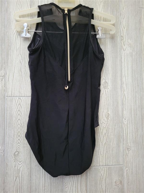 NWOT Aqua Green Black High Neck M Tank One-Piece Swimsuit #94395