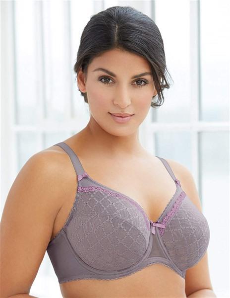 NWOT Glamorise 46C Elegance Lace Wonderwire Bra 9845 Gray 94399