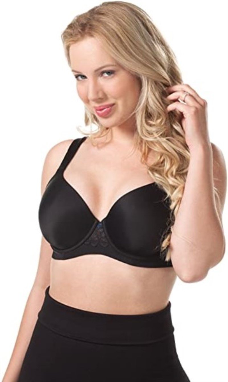 NWOT Leading Lady 42DDD Balconette Contour Underwire Bra 5214 Black Lace #94424
