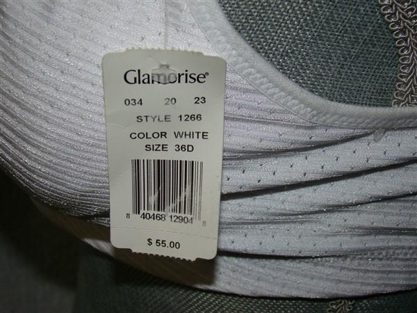 NWOT Glamorise 38B Front Zipper MagicLift High Impact Sport Bra 1266 White 94438