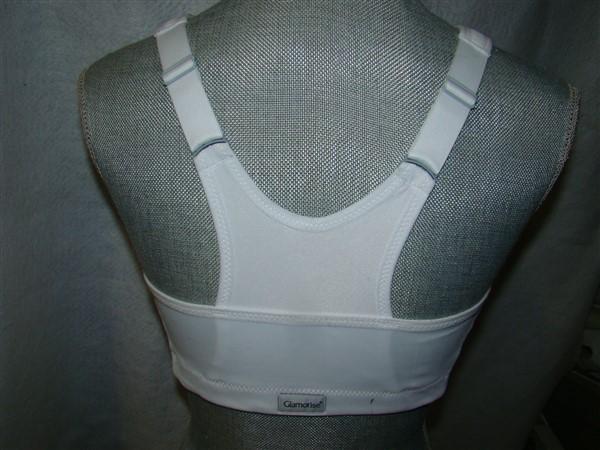 NWOT Glamorise 38B Front Zipper MagicLift High Impact Sport Bra 1266 White 94438