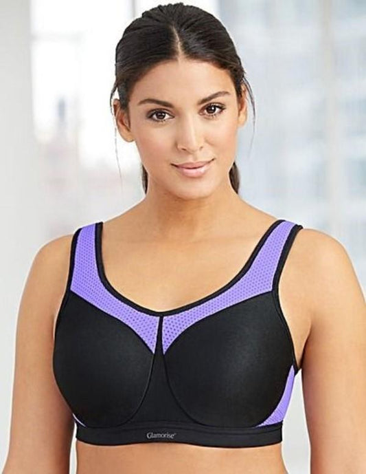NEW Glamorise 40DD Underwire High Impact Sports Bra 9066 Black Purple #94449