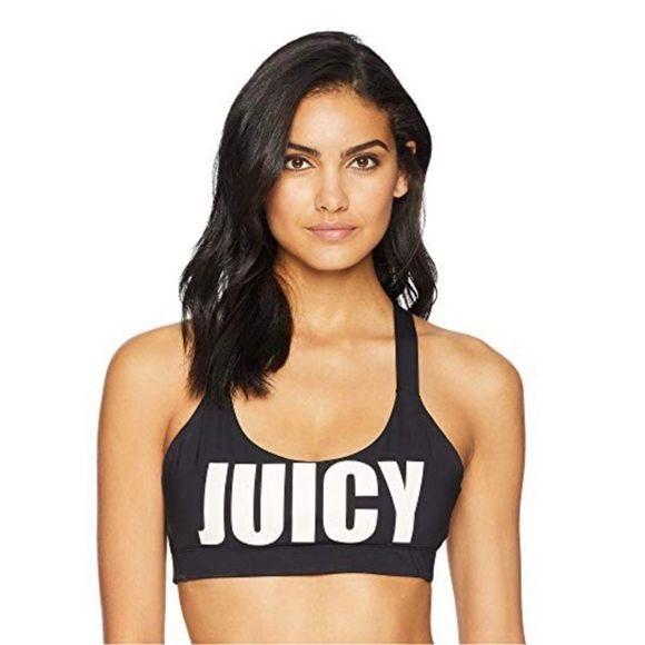 NWT Juicy Couture SM Cross-Back Sports Bra Black 94506