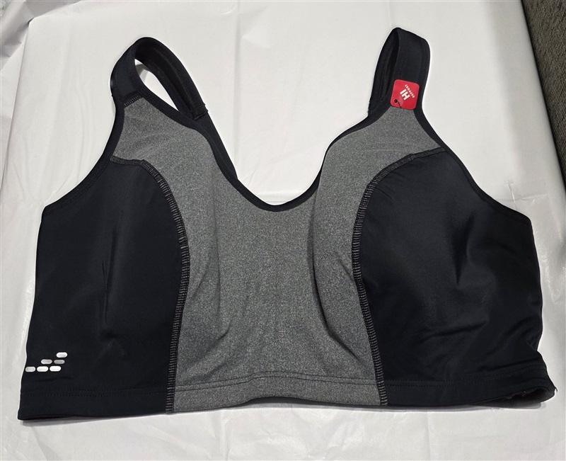 NWT BCG 44DD Training High Impact Support Underwire Sports Bra Black Grey #94522