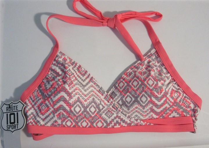 NWOT Route 101 Sport Geometric Halter Neck-Tie M Bikini Swim Top #94553