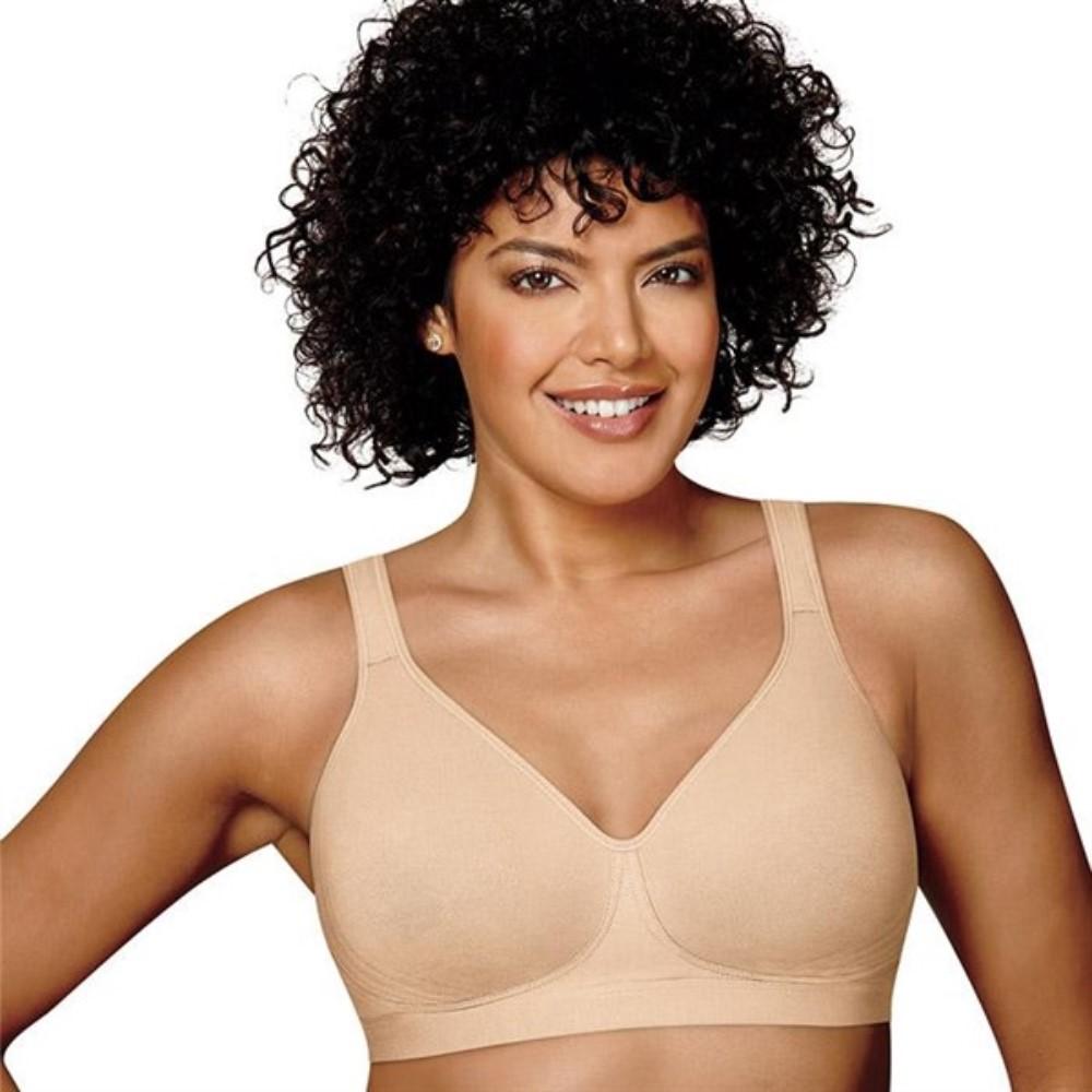 NWOT Playtex 18 Hour 44DD Lift & Support Wire-Free Cotton Bra US474C Beige 94591