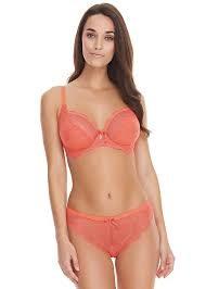 NWT Freya 32DDD USA Fancies Underwire Plunge Bra AA1011 Hot Coral Lace #94618