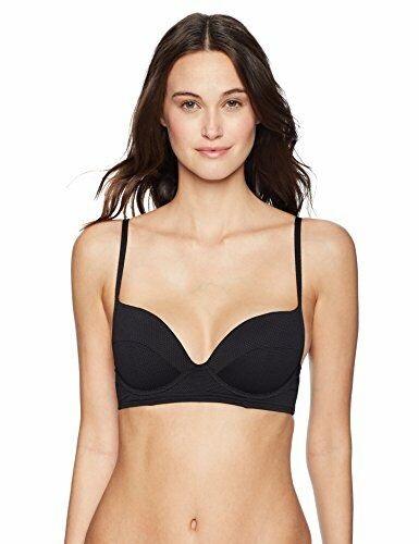 NWT Rachel Roy Black Honeycomb XS Underwired Halter Bikini Swim Top #