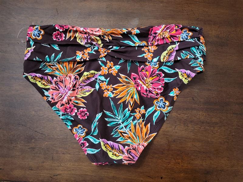 NWOT Into The Bleu SZ 12 Brown Multi-Floral Fold-Over Swim Bottom #94833