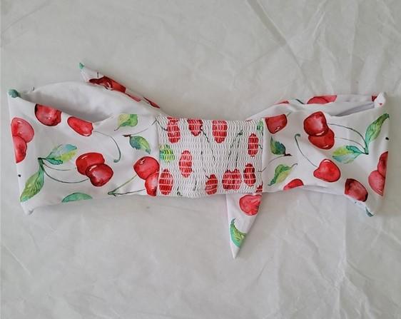 NWOT Pilyq Wild Cherry S Front Tie Ruched Strapless Bikini Swim Top #94846