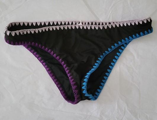 NWOT Bar iii Whipstitch Bo Black Cheeky M Bikini Swim Bottoms #94852
