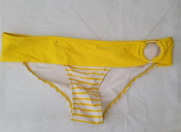 NWOT Wetseal Yellow Striped Gold Hardware Bikini Swim Bottoms #94943