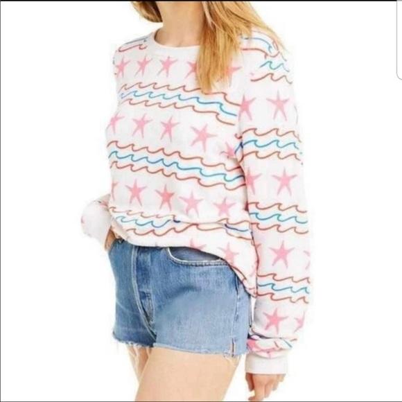NWT Wildfox M Sea Stars & Stripes Baggy Beach Pullover 95025