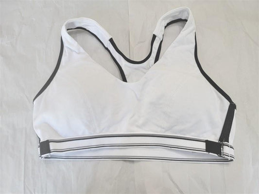 NWOT Bally Total Fitness M Low impact Sports Bra White Black 95053