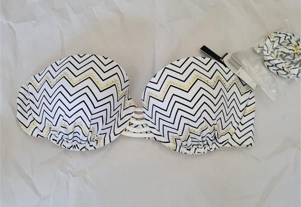 NWT Ninety Six Degrees Zigzag Gold Underwire Halter Bikini Swim Top #95066