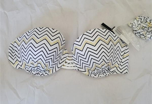 NWT Ninety Six Degrees Zigzag Gold Underwire Halter Bikini Swim Top #95066