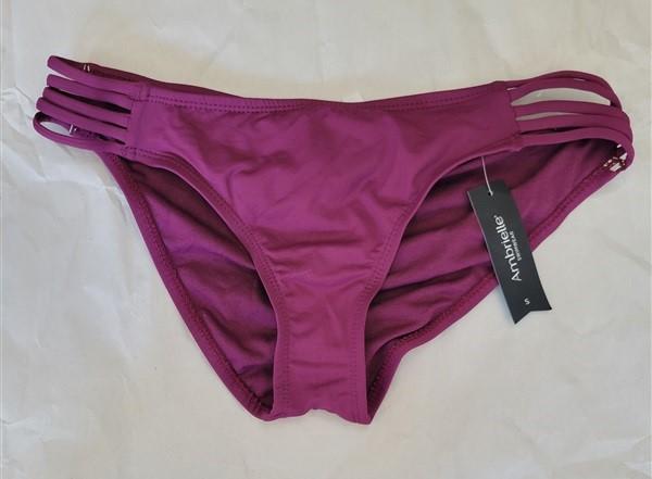 NWT Ambrielle Burgundy Strappy S Cheeky Bikini Swim Bottoms #95089