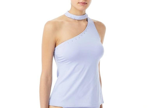 NWOT Michael Kors Choker One Shoulder Lavender Tankini Swim Top #95108