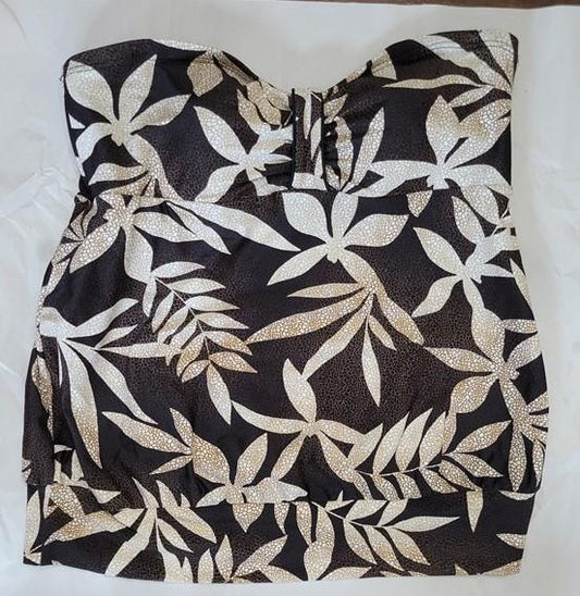NWOT Croft & Barrow Snake Floral Brown SZ 10 Tankini Swim Top #95110